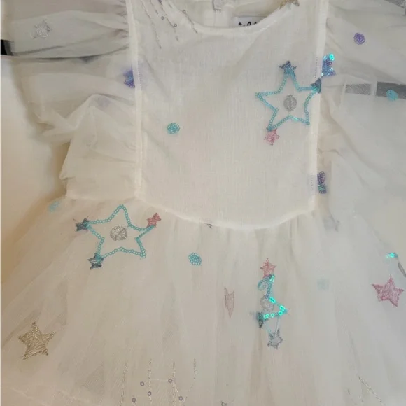 ✨ Lola + The Boys Starry Tulle Dress – White Iridescent Constellation – Size 6 - Picture 3 of 6